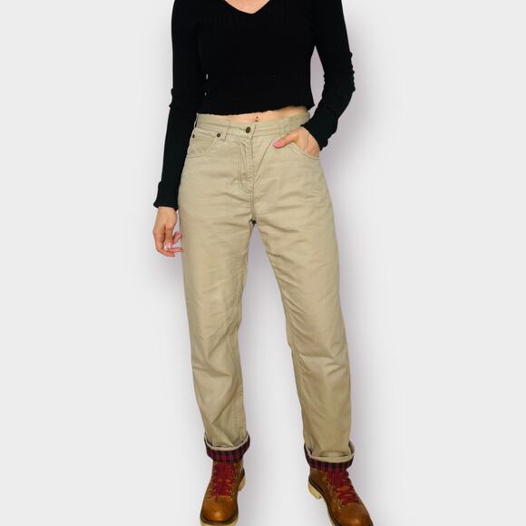 90s Woolrich Flannel Lined Tan Pants‎ - Picture 1 of 6